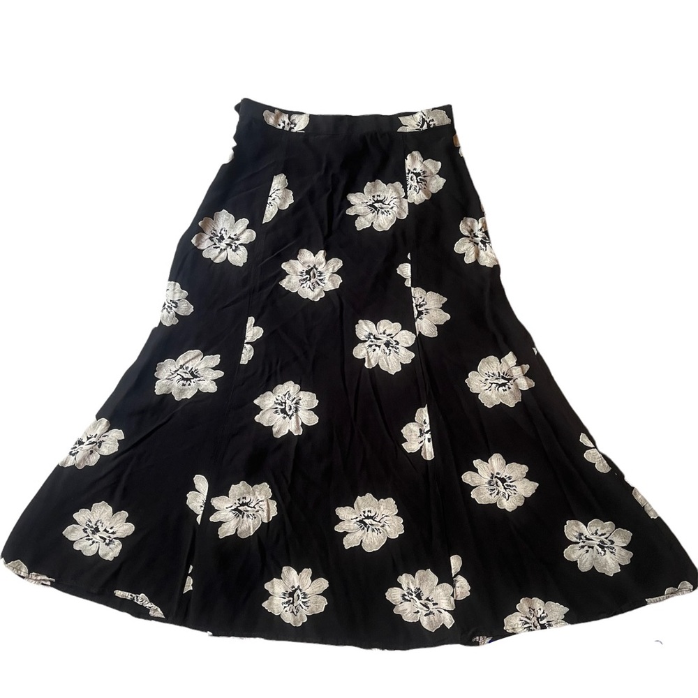 Vintage Black Floral Skirt size 10 size Small Medium